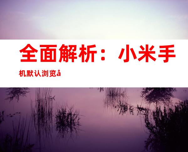 全面解析：小米手机默认浏览器更改指南